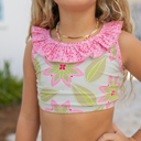  Girls Ava Summer Lime & Pink 2 piece Ruffle Swimsuit