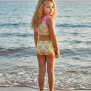  Girls Ava Summer Lime & Pink 2 piece Ruffle Swimsuit