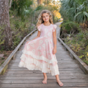  Kids Bella Dusty Pink Daisy Flutter Sleeve Ruffles Dress
