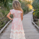 Kids Bella Dusty Pink Daisy Flutter Sleeve Ruffles Dress
