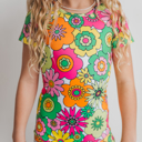  Kids Bright Modern Flower Shortie Dance Gymnastics Leotard