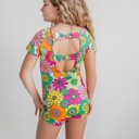  Kids Bright Modern Flower Shortie Dance Gymnastics Leotard