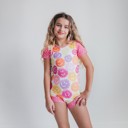  Kids Bright Smiley Bow Shortie Dance Tumble Leotard