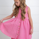  Kids Brooke Hot Pink Gingham Check Pocket Summer Dress