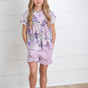  Kids Brynn Lavender Pocket Ruffle Summer Short Set