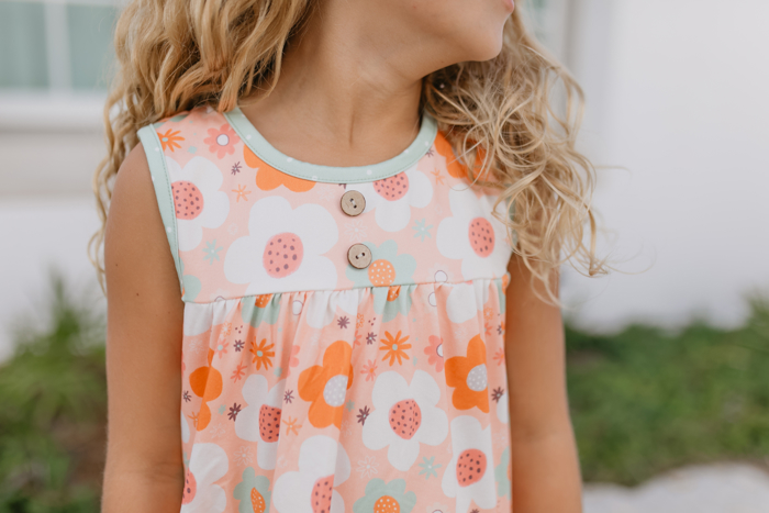 Kids Sage & Rust Retro Flower Summer Short Set