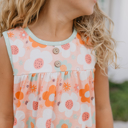  Kids Sage & Rust Retro Flower Summer Short Set