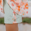  Kids Sage & Rust Retro Flower Summer Short Set