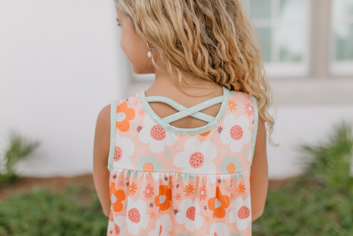 Kids Sage & Rust Retro Flower Summer Short Set