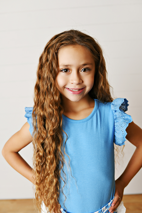 Girls Blue Checkered Lace Ruffle Short Set