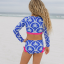  Kids Cleo Blue Palm & Hot Pink 2 Piece Rash Guard Swimsuit