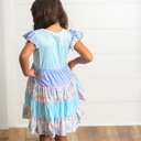  Kids Blue & Purple Polka Dot Floral Tiered Summer Dress