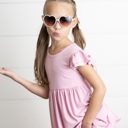  Girls Light Pink Ribbed Double Ruffle Flutter Sleeve Shirt