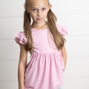  Girls Light Pink Ribbed Double Ruffle Flutter Sleeve Shirt