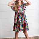  Kids Emmy Bold Tropical Flutter Sleeve Twirl Dress