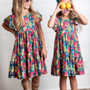  Kids Emmy Bold Tropical Flutter Sleeve Twirl Dress
