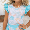  Girls Grace Hawaii Open Back One Piece Ruffle Swimsuit