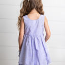  Girls Lavender & White Gingham Check Pocket Summer Dress
