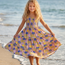  Girls Leilani Lavender Floral Tiered Summer Maxi Dress