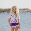  Kids Purple Mermaid Rash Guard Ruffle Swimsuit