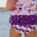  Kids Purple Mermaid Rash Guard Ruffle Swimsuit