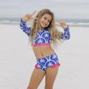  Kids Cleo Blue Palm & Hot Pink 2 Piece Rash Guard Swimsuit