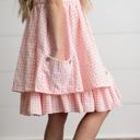 XS Girls Pink & White Gingham Check Pocket Ruffle Summer Dress