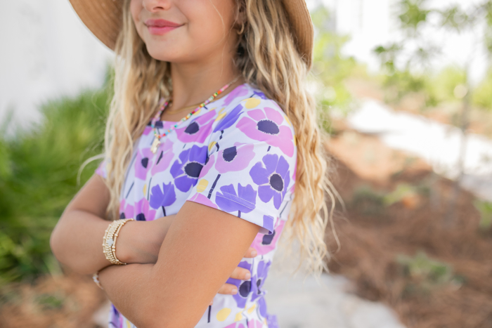 Girls Sophie Modern Pink Purple Rash Guard Ruffle Swimsuit