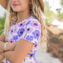  Girls Sophie Modern Pink Purple Rash Guard Ruffle Swimsuit
