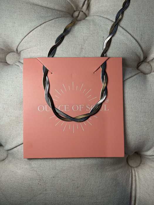 MIxed Herringbone Necklace 14K Gold Plated and Stainless Steel