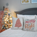  Christmas Pillow Cover, Vintage Santa, Pink Santa, Pink Tree Pillow, Christmas Pillows, Pink Christmas