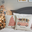 Pink Christmas Tree Christmas Pillow Cover, Vintage Santa, Pink Santa, Pink Tree Pillow, Christmas Pillows, Pink Christmas