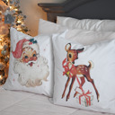  Christmas Pillow Cover, Vintage Santa, Pink Santa, Pink Tree Pillow, Christmas Pillows, Pink Christmas