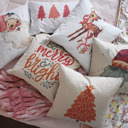  Christmas Pillow Cover, Vintage Santa, Pink Santa, Pink Tree Pillow, Christmas Pillows, Pink Christmas