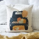 Dark Blue Fall Truck Assorted Fall Pillow Covers- 12 Design's Available