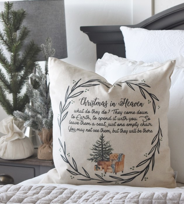 Christmas In Heaven, Holiday Remembrance Pillow, Grief Christmas Pillow, Remembrance Chair