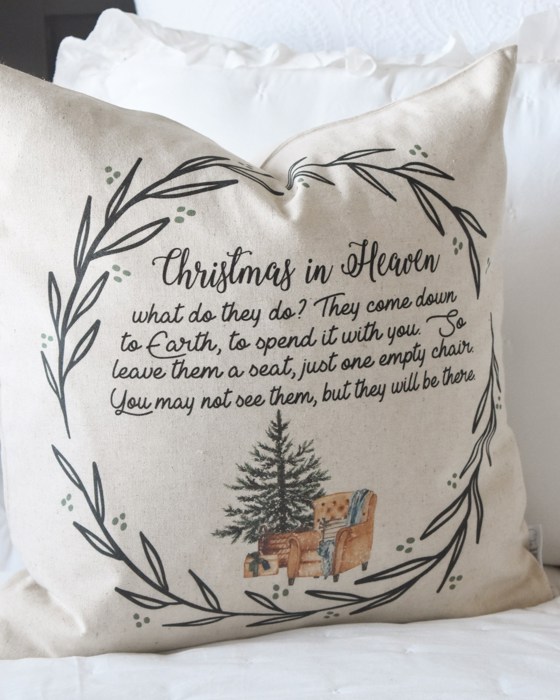 Christmas In Heaven, Holiday Remembrance Pillow, Grief Christmas Pillow, Remembrance Chair