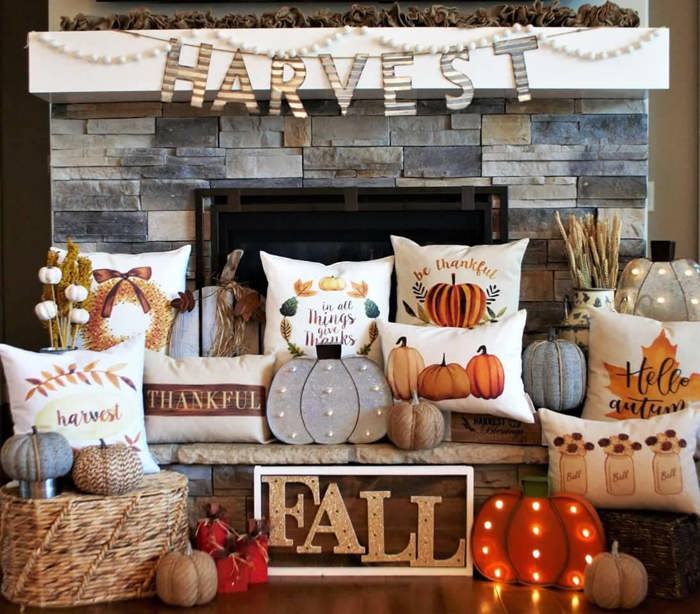 Thankful Grateful Blessed Fall Pillow Cover Fall Decor Fall Pillow Be Thankful Thanksgiving Pillow