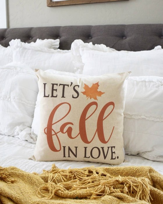 Fall Pillow Cover, Lets Fall In Love, Fall Decor, Fall Pillow, Leaf Pillow