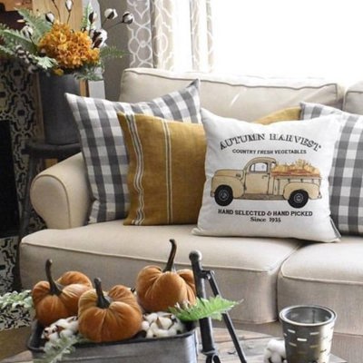 Autumn Harvest truck Pillow Cover, Truck Pillow Cover, Autumn Pillow Cover, Fall Pillow Cover 18X18