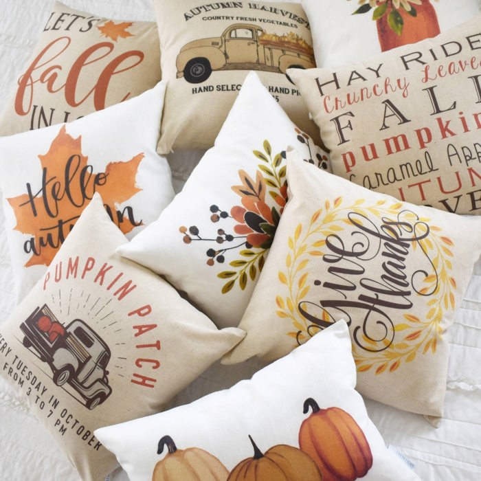 Autumn Harvest truck Pillow Cover, Truck Pillow Cover, Autumn Pillow Cover, Fall Pillow Cover 18X18