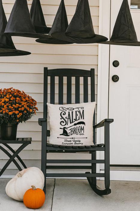 Salem Broom Co Pillow Cover | Vintage Halloween Witch Pillow | Farmhouse Halloween Throw Pillow | Spooky Salem Witch Home Decor