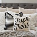  Trick Or Treat Pillow Cover | Halloween Farmhouse Throw Pillow | Rustic Black And White Cushion | Spooky Fall Decorative Pillow