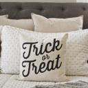  Trick Or Treat Pillow Cover | Halloween Farmhouse Throw Pillow | Rustic Black And White Cushion | Spooky Fall Decorative Pillow