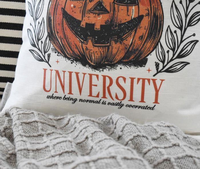 Halloweentown University Pillow Cover | Vintage Pumpkin Halloween Throw Pillow | Spooky Fall Farmhouse Cushion | Halloween Movie Home Decor