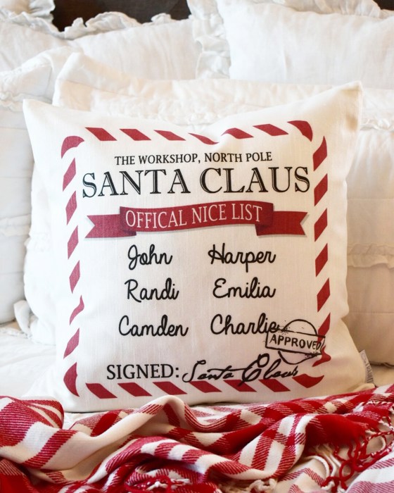 Santa's Official Nice List, Christmas Gift, Christmas Pillow