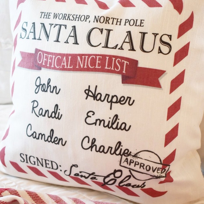 Santa's Official Nice List, Christmas Gift, Christmas Pillow
