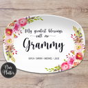 Pink Floral Personalized Platters for Mom & Grandma | My Greatest Blessings