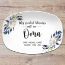 Blue Floral Personalized Platters for Mom & Grandma | My Greatest Blessings