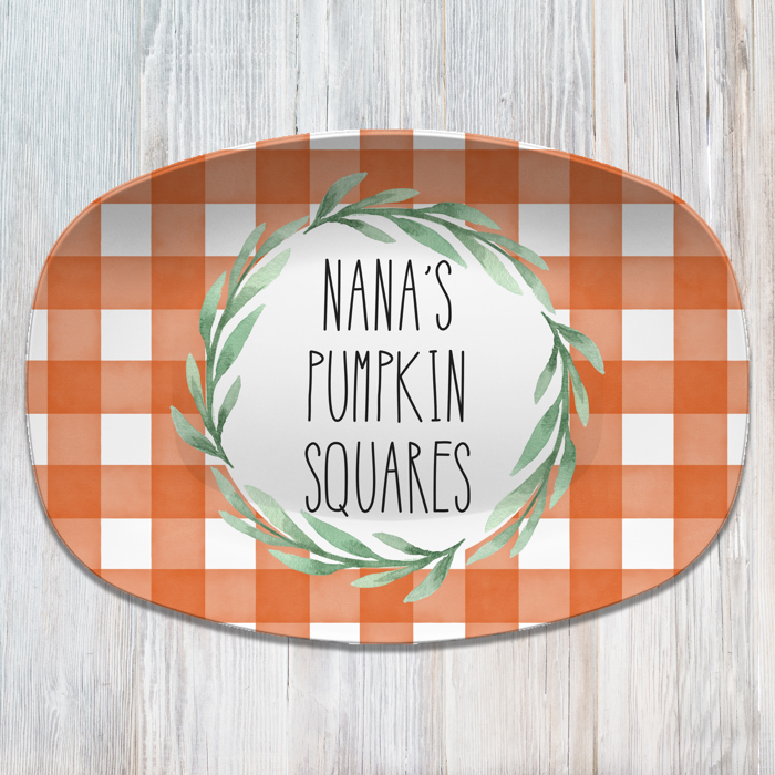Fall Buffalo Plaid Thanksgiving Personalized Platters